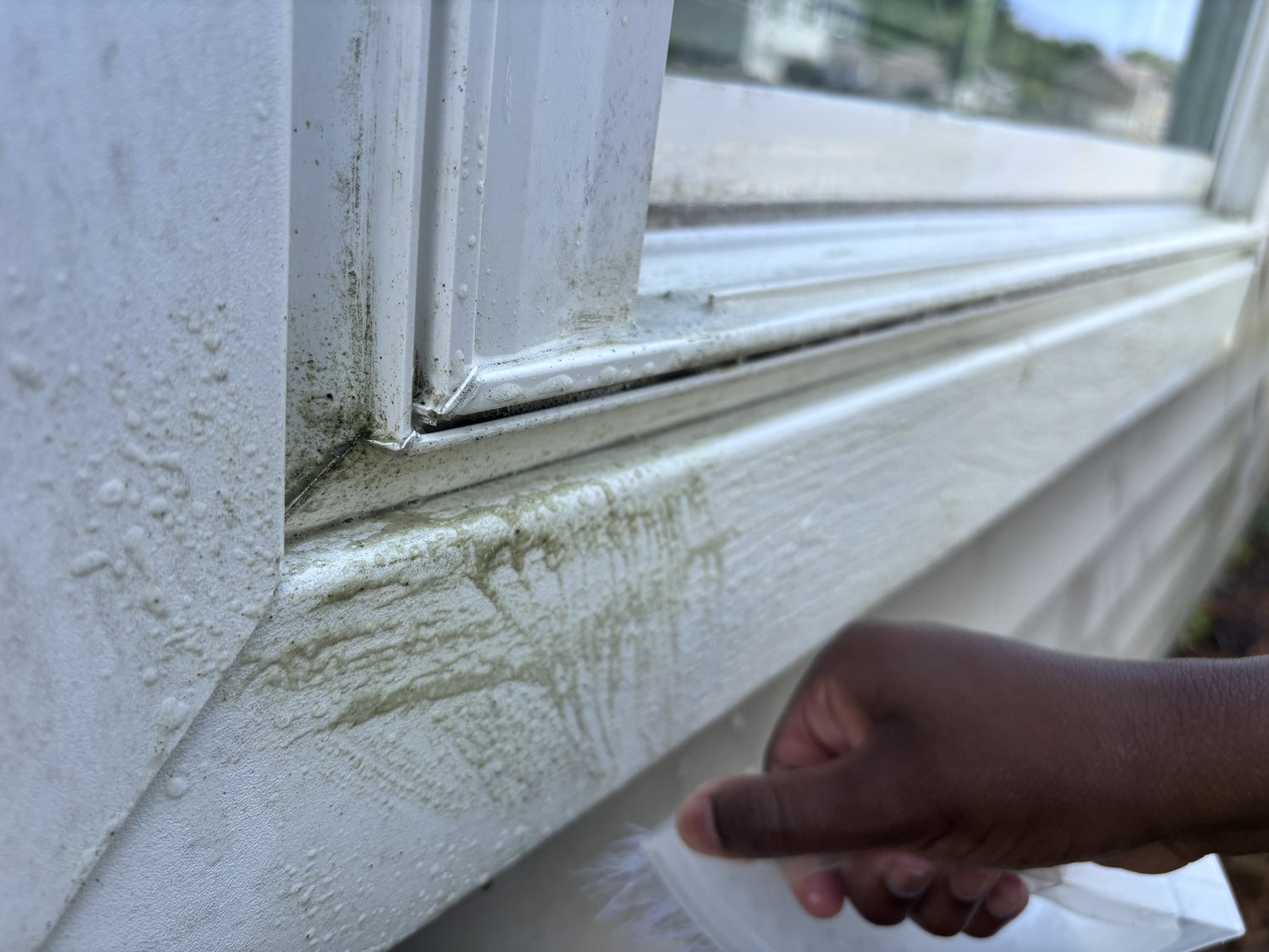 Wiping down the trim